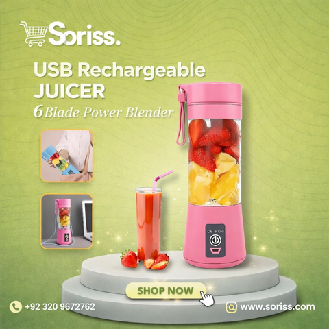 USB Rechargeable Juicer 6 Blades Electric Blender Portable Mixer