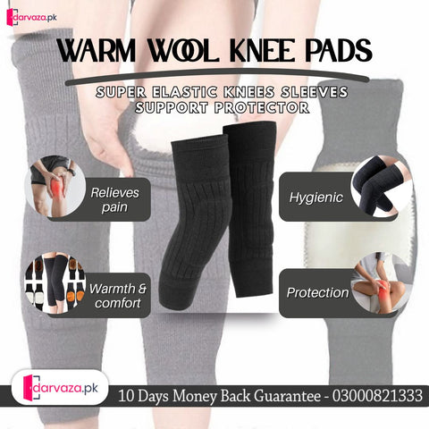 2 Pcs Warm Wool Knee Pads